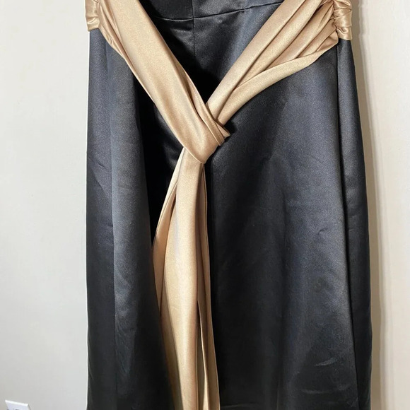 Bill Levkoff Women's Sz 6 Strapless Belted Sash Evening Formal Midi Dress Black - Picture 12 of 14